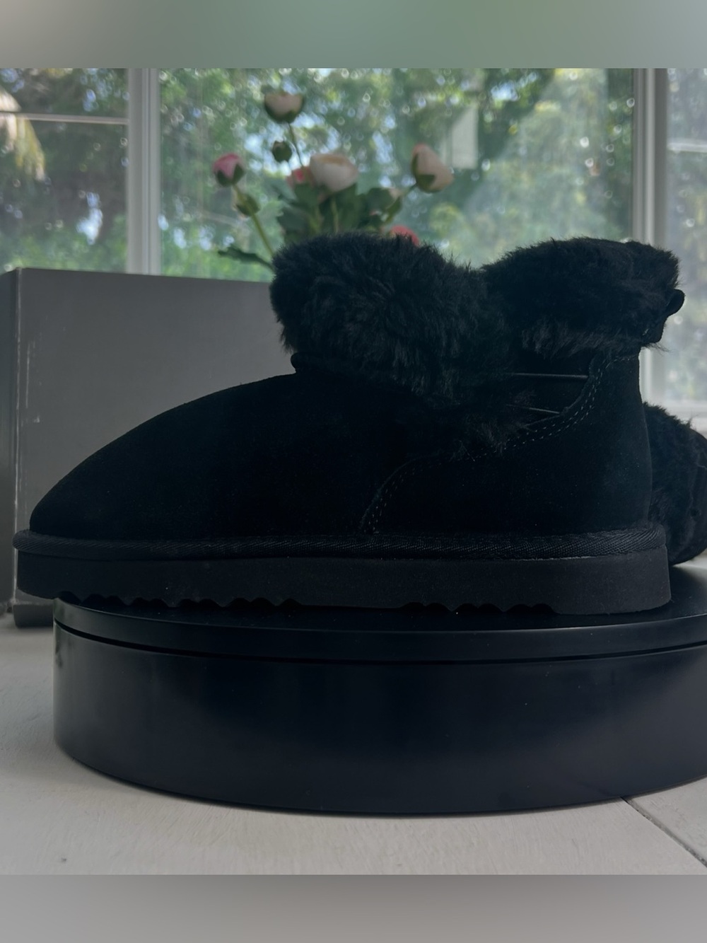 Style & Co. Black genuine Suede Fur-Trim Ankle Booties